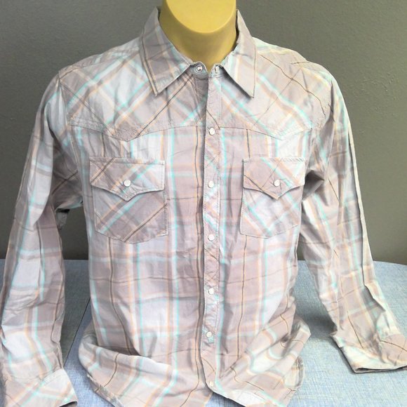 Vintage Northpoint Western Shirt Pearl Snap Long Sleeve Check XL